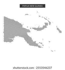 Dotted representation of Papua New Guinea showcasing its unique geographical shape and features.