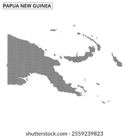 Dotted representation of Papua New Guinea showcasing its unique geographical shape and features.