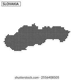 A dotted representation of Slovakia is featured, embellished with wavy background lines, showcasing the country's unique shape.