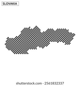 A dotted representation of Slovakia is featured, embellished with wavy background lines, showcasing the country's unique shape.