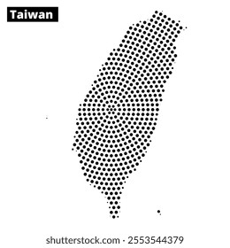 A dotted representation of Taiwan's geographical shape, emphasizing its unique outline against a plain background.