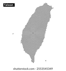 A dotted representation of Taiwan's geographical shape, emphasizing its unique outline against a plain background.