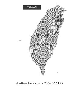 A dotted representation of Taiwan's geographical shape, emphasizing its unique outline against a plain background.