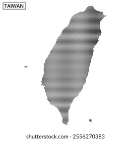 A dotted representation of Taiwan's geographical shape, emphasizing its unique outline against a plain background.