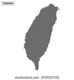 A dotted representation of Taiwan's geographical shape, emphasizing its unique outline against a plain background.