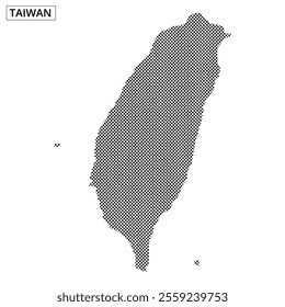 A dotted representation of Taiwan's geographical shape, emphasizing its unique outline against a plain background.