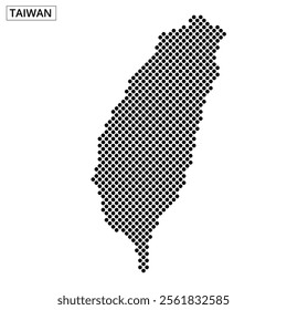 A dotted representation of Taiwan's geographical shape, emphasizing its unique outline against a plain background.