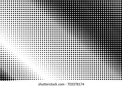 Dotted retro backdrop, panels with dots, points, circles, rounds. Comic pattern. Halftone background. Black and white color. Design element for web banners, posters, cards, wallpaper, sites.  