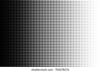 Dotted retro backdrop, panels with dots, points, circles, rounds. Comic pattern. Halftone background. Black and white color. Design element for web banners, posters, cards, wallpaper, sites.  