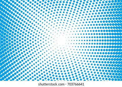 Dotted retro backdrop, panels with dots, points, circles, rounds. Comic pattern. Halftone background. Blue and white color. Design element for web banners, posters, cards, wallpaper, sites.  