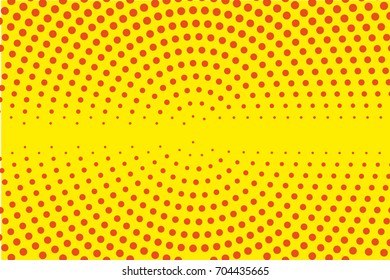 Dotted retro backdrop, panels with dots, points, circles, rounds. Comic pattern. Halftone background. Orange-yellow color.  Design element for web banners, posters, cards, wallpaper, sites, covers