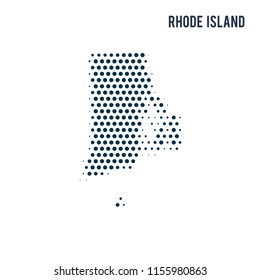 Dotted Rhode Island map isolated on white background.