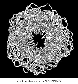 Dotted round plexus for design project on black - vector illustration 