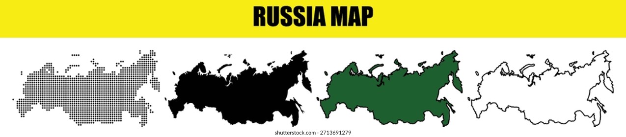 Mapa de Rusia Punteado Mapa de estilo punteado de Rusia y fondo blanco