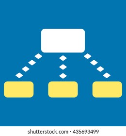 Dotted Scheme vector toolbar icon. Style is bicolor flat icon symbol, yellow and white colors, blue background, rhombus dots.