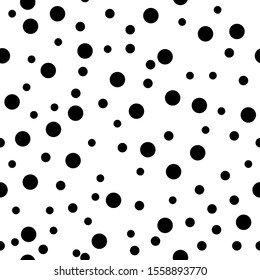 Dotted seamless pattern. Black Polka Dot on white background Background. Vector illustration. Monochrome minimalist graphic design. Wallpaper, furniture fabric, textile.