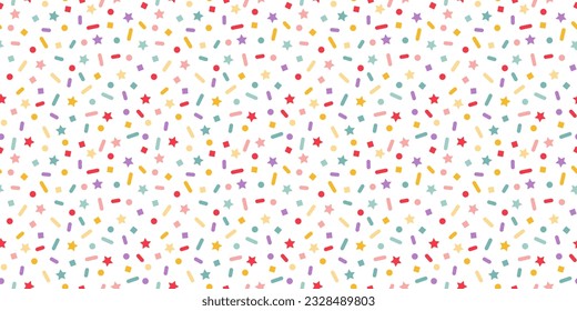 Dotted Seamless Pattern with Color Sprinkles. Colorful Vector Carnaval Confetti Texture. Cake, Ice Cream and Donut Topping Illustration. Funny Kid Festival Background.