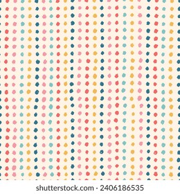 dotted seamless pattern with colorful grunge paint brish dots for nursery textile prints, wallpaper, backgrounds, scrapbooking, stationary, wrapping paper, easter decor, etc. EPS 10