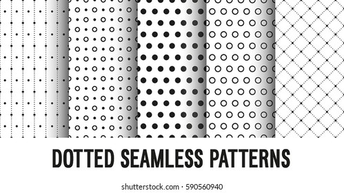 Dotted seamless patterns collection. Vector illustration.