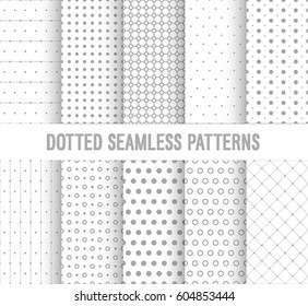 Dotted seamless patterns collection. Vector illustration.