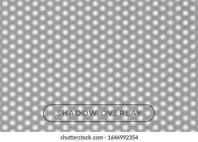 Dotted shadow realistic grey decorative background vector illustration. Transparent shadow overlay effects for branding. Dotted window shadows for natural light effects. Shadow and light.