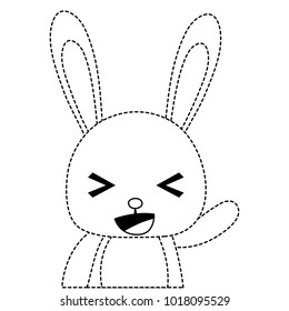 dotted shape adorable and cheerful rabbit wild animal