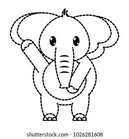 dotted shape adorable elephant wild animal with hand up