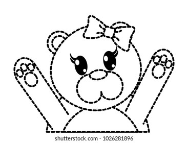 dotted shape adorable female bear animal with hands up