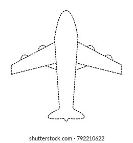 dotted shape airplane travel transport in the sky flight