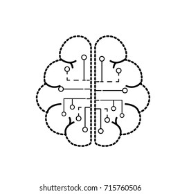 dotted shape anatomy brain with circuits digital connection