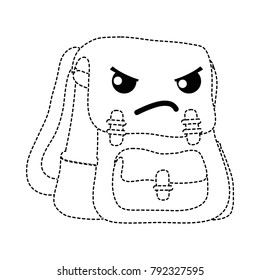 dotted shape angry and cute bag object kawaii
