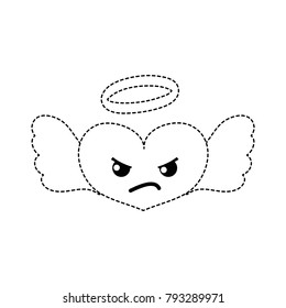 dotted shape angry heart angel kawaii cartoon