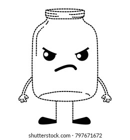dotted shape angry mason glass kawaii with arms and legs