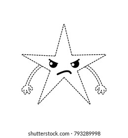 dotted shape angry shiny star kawaii with arms
