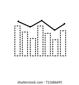 dotted shape arrow with statistics diagram bar presentation