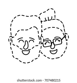 dotted shape avatar couple head with hairstyle design