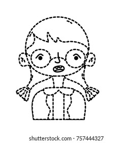 dotted shape avatar girl with blouse and hairstyle design