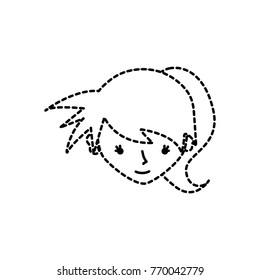 dotted shape avatar girl head with tail hair