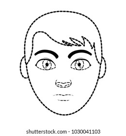 dotted shape avatar man head with facial expression and hairstyle
