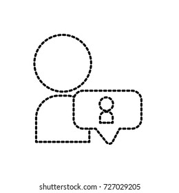 dotted shape avatar man social user with chat bubble