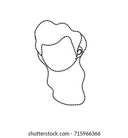 dotted shape avatar woman face with hairstyle design