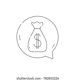 dotted shape bag with dollar sign inside chat bubble