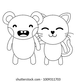 dotted shape bear and cat cute animals friends