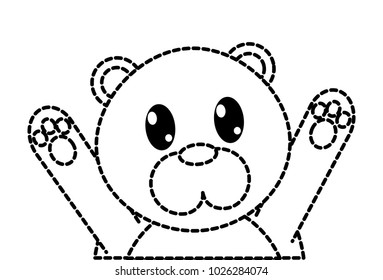dotted shape bear cute animal with hands up