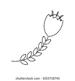 dotted shape beautiful flower with leaves branches design