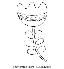 dotted shape beautiful flower with ornamental design and leaves