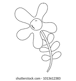 dotted shape beautiful flowers with petals and leaves design