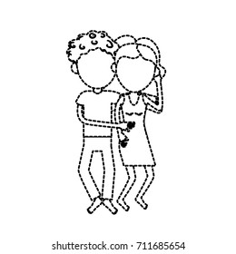 dotted shape beauty couple with hairstyle design sleeping