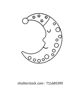 dotted shape beauty moon in the sky with sleep hat design