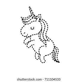 dotted shape beauty unicorn dancing with hairstyle design
